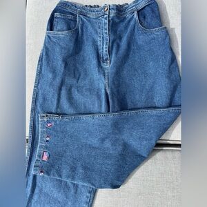 Vintage Quacker Factory Patriotic Denim Jeans Medium USA Embroidered 🇺🇸